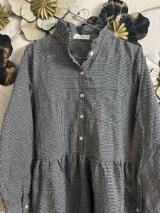 Chic Gingham Tiered Shirt Dress
