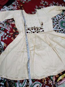 Elegant Cream &amp; Maroon Sharara Set