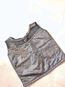Elegant Metallic Pleated Saree