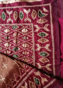 Maroon Embroidered Silk Saree