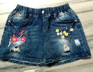 🍃🤎Y2K FORAL DENIM SHORT SKIRT(SKORT)