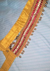 Elegant Cream &amp; Maroon Silk Saree