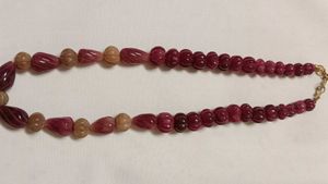 Unique uncut ruby Beaded Necklace