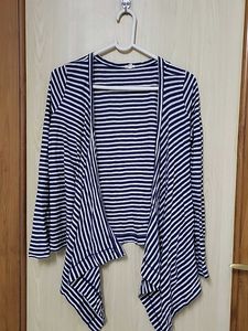 Striped Open Front Cardigan Shrug