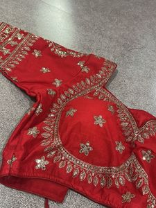 COMBO Red Embroidered Silk Blouse