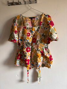 Floral Wrap Peplum Top