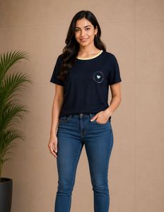 Women's Navy Blue Graphic T-Shirt