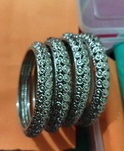 Elegant Oxidized Silver Bangles Set