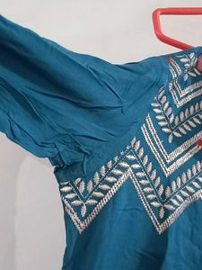 Teal Embroidered Kurti