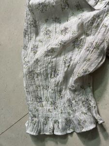 Smocked Floral Crop Top