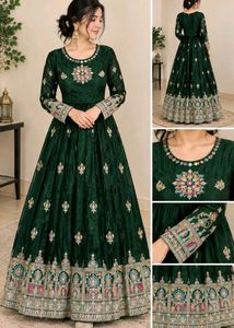 Exquisite Emerald Green Embroidered Gown