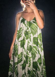 Boho Leaf Print Maxi Dress