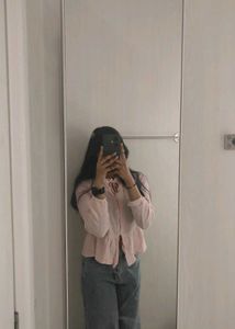 Pink Crinkle Peplum Top