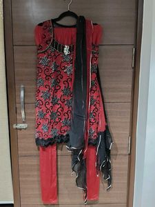 Red Designer Kurta Set