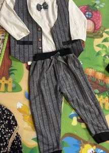 Adorable Baby Boy Striped Vest Outfit