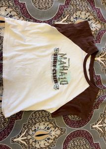 Cute Brown &amp; White Crop Top