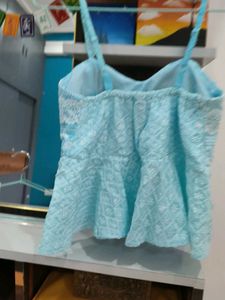 Cute Light Blue Peplum Top