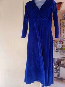 Royal Blue Velvet Wrap Dress