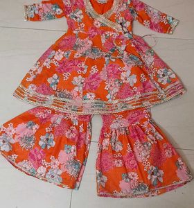 Vibrant Floral Kids Angrakha Kurta Set