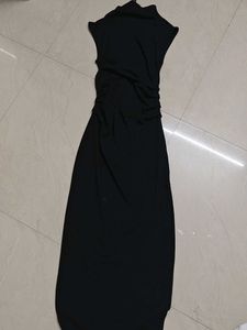 Sleek Black Ruched Maxi Dress