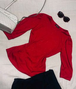 Sparkly Red Long Sleeve Top
