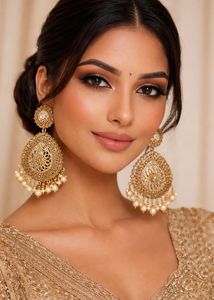 Gold-Toned Kundan Pearl Chandbali Earrings