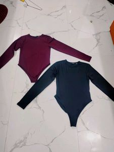 2 shein branded Bodysuit - Burgundy black