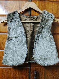 Preloved|Furr Open Breasted Half Jacket|Bronze-Silver Mix Color|Size: XS