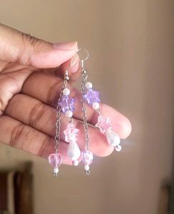 Sparkling Star &amp; Pearl Dangle Earrings