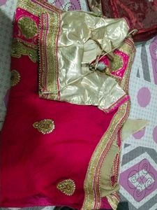 Elegant Pink Embroidered Saree