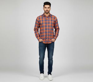 Orange Cyril Plaid Shirt
