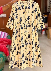 Yellow Floral Kurta Set with Pants