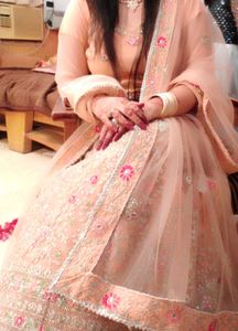Elegant Peach Embroidered Lehenga
