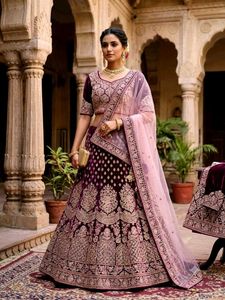 bridal wine Velvet Lehenga Choli