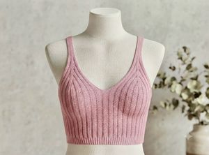Pink Ribbed Knit Crop Top