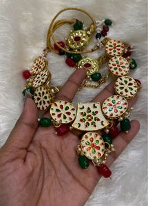 Unused Stunning Indian Kundan Necklace Set