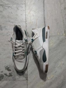 Stylish White &amp; Green Sneakers