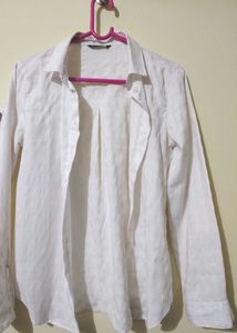 Women White Self Checked Shirt