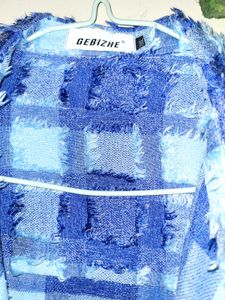 Blue Plaid Textured Jacket