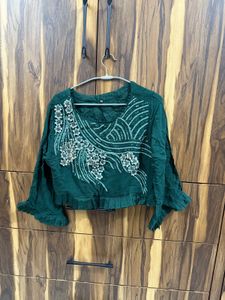 Designer Embroidered Green dress