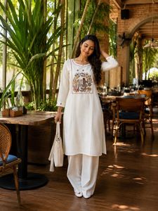 Elegant Embroidered Navy Kurta
