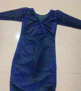 Sparkly Blue V-Neck Dress