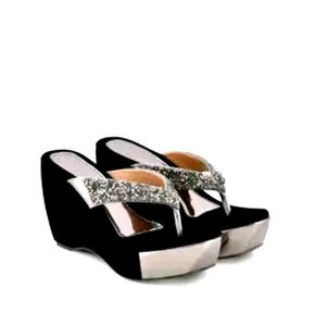 Sparkly Wedge Flip Flop Sandals Size 5 to 6