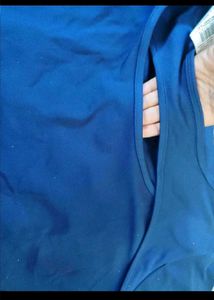 Navy Blue Crop Top with Cutout