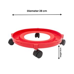 Red Circular Gas Cylinder Trolley with Wheels