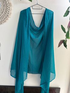 Teal Dupatta with Gold Dots