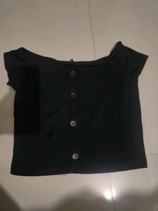 Chic Black Button-Up Crop Top