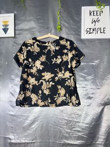 Elegant Black Floral Print Top