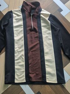Men's Striped Quarter Zip Sweatshirt