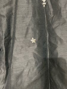 Grey Silk Blend Embroidered Kurti
